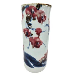 Chinese Vase Vintage Bird & Floral Motif Hand-Painted Porcelain Signed Art je141